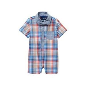 Andy and Evan Plaid Blue Romper 6-9m